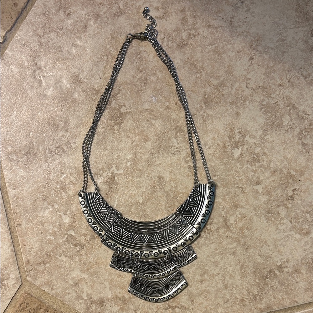 Bohemian Silver Layered Necklace